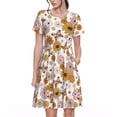 thumbnail image 1 of Honeii Sunflowers And Butterflies Print Women’s Short Sleeve Dress, Comfortable Casual Dress, Soft Polyester Spandex Blend, Stylish Everyday Wear for Summer, Perfect for Travel and Vacation, 1 of 6