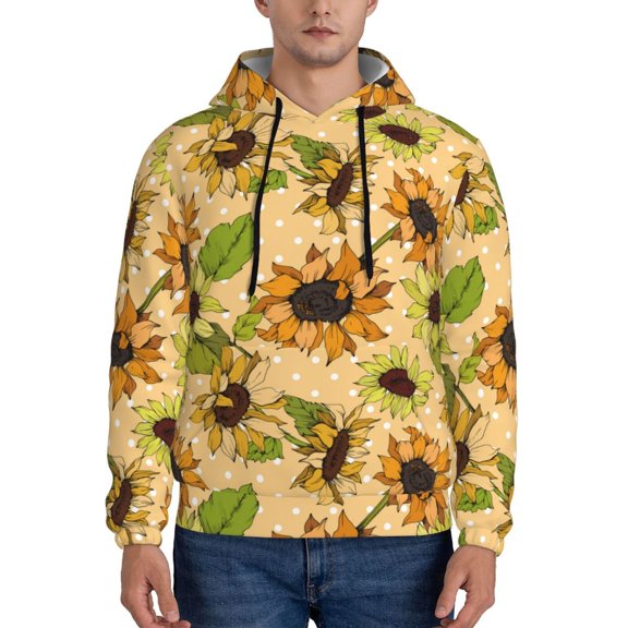 Honeii Sunflowers Pattern Mens Hoodies Men's Loose Sleeve Sweatshirt,Pullover Hooded Sweatshirt for Men,Essentials Hoodie-3X-Large