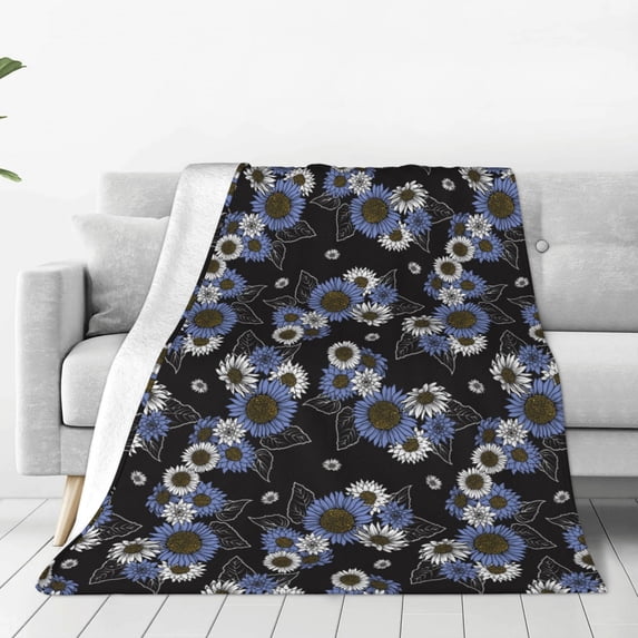 Honeii Sunflowers Print Fleece Blanket - Throw Blanket for Bed, Sofa, Couch, Camping, and Travel , Microplush Ultra Soft Warm Blanket-80"x60"