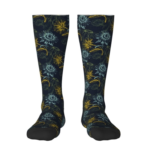 Honeii Sunflowers Print Long Socks,Novelty Design Socks Gift for Men and Women,Crew Socks,Calf Socks