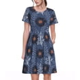thumbnail image 1 of Honeii Sunflowers Print Women’s Short Sleeve Dress, Comfortable Casual Dress, Soft Polyester Spandex Blend, Stylish Everyday Wear for Summer, Perfect for Travel and Vacation, 1 of 6