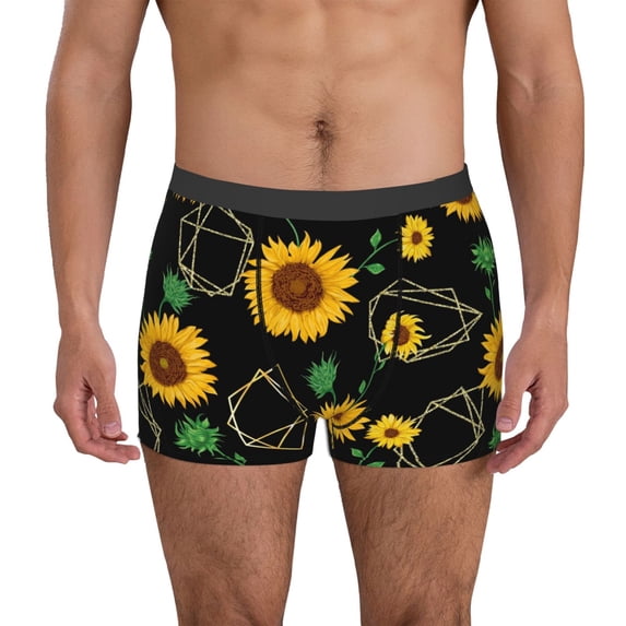 Honeii Sunflowers3 Men's Underwear Boxer Briefs Pack, ComfortSoft Boxer Brief for Men, Moisture-Wicking Breathable-Small