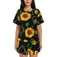 thumbnail image 1 of Honeii Sunflowers3 for Women's Summer Pajama Set featuring Soft Short Sleeve Shirt & Matching Bottoms with Convenient Pockets for Relaxed Home Wear-X-Large, 1 of 6