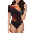 thumbnail image 1 of Honeii Sunset Blossoms Phoenix Perch Print Women's Crew Neck Short Sleeve Bodysuit Fashion T-shirt Tops-X-Large, 1 of 7
