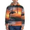 thumbnail image 1 of Honeii Sunset Dancing Dolphin B Pattern Mens Hoodies Men's Loose Sleeve Sweatshirt,Pullover Hooded Sweatshirt for Men,Essentials Hoodie-3X-Large, 1 of 7