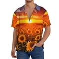 thumbnail image 1 of Honeii Sunset Golden Sunflower Field for Men's Short-Sleeved Button-Up Collared Shirt Featuring A Pocket, Perfect for Beach Vacations, And Travel Adventures.-XX-Large, 1 of 5