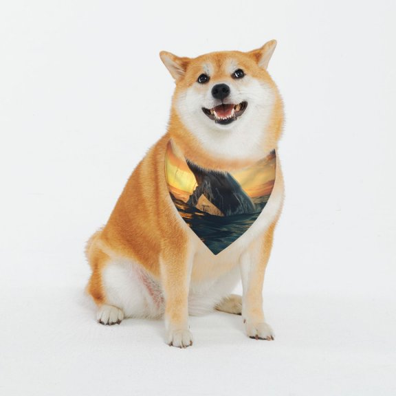 Honeii Sunset Ocean Whale Pattern Pet Scarf for Small Dogs and Cats,Washable Triangle Dog Scarfs with Adjustable Buckle,Dog Bandana-XX-Large