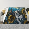 thumbnail image 1 of Honeii Sunset Sunflower Dog print throw blanket, crafted from cozy cotton flannel, offers versatile home decor as a bedding suitable for all seasons.-80"x60", 1 of 6