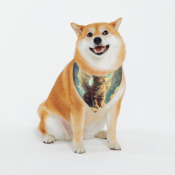 Honeii Sunshine Cloud Cute Cat Pattern Pet Scarf for Small Dogs and Cats,Washable Triangle Dog Scarfs with Adjustable Buckle,Dog Bandana-XX-Large