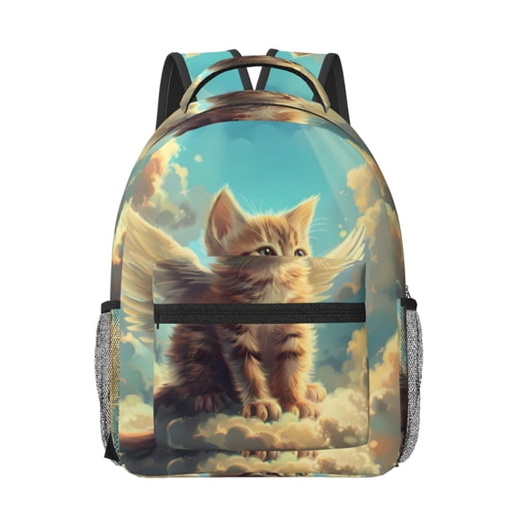 Honeii Sunshine Cloud Cute Cat Print Backpack for School,15.6 inch Laptop Back Pack for High School and College Students, Waterproof Computer Bookbag-One Size