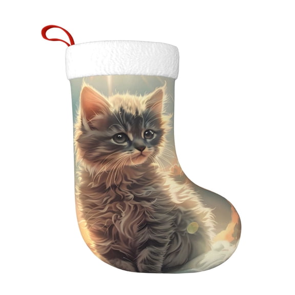 Honeii Sunshine Cloud Kitten for Christmas Stocking,Large Xmas Stocking,Holiday and Family Stocking for Fireplace Christmas Holiday Party Decoration