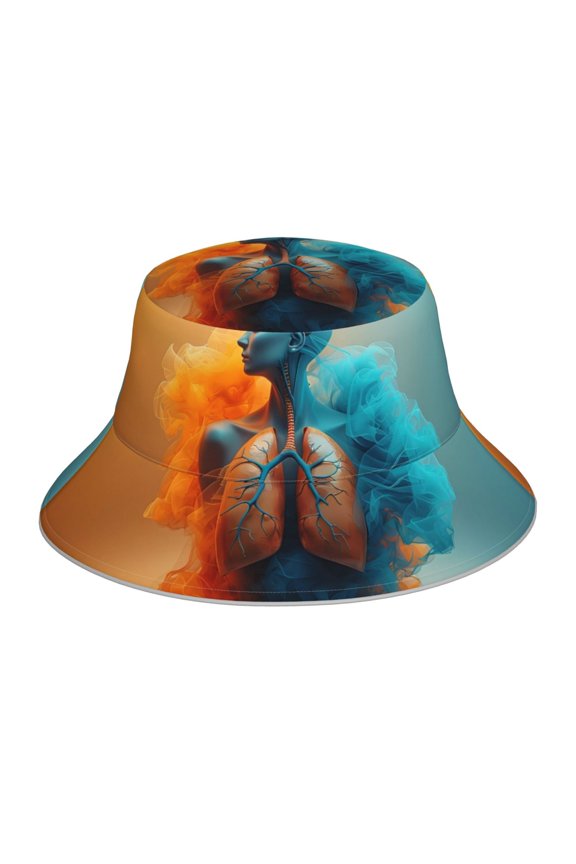 Surreal Body Art for Unisex Bucket Hat Waterproof Rain Hat Reversible Shiny Rave Bucket Hat for Concert Festival Boonie Cap
