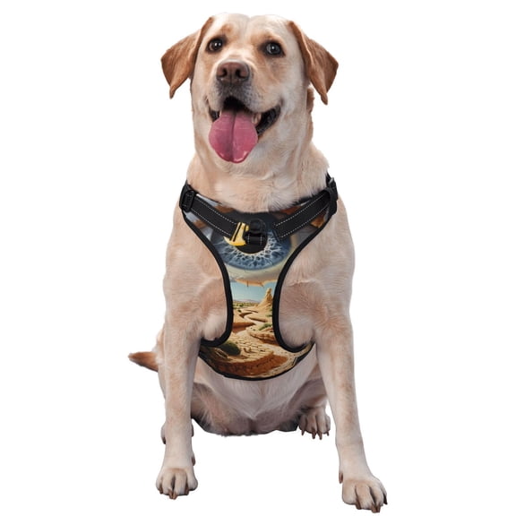Honeii Surreal Desert Eye Landscape Dog Harness,A Three-Buckle Adjustable Dog Vest, Medium-Sized Dogs-Medium