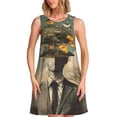 thumbnail image 1 of Honeii Surreal Floral Mindscape Print Women's Sleeveless Dress, Loose Fit Casual Dress for Women, Summer Fashion Dress, 1 of 7