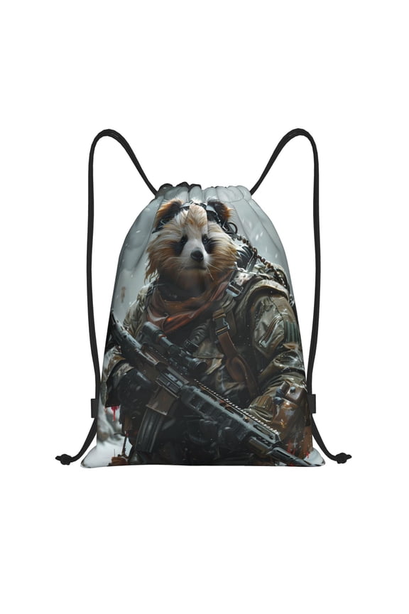 Surreal Panda Warrior Print Drawstring Backpack,Drawstring Bags String Backpack Gym Cinch Sack Backpack Sport Bag Draw-