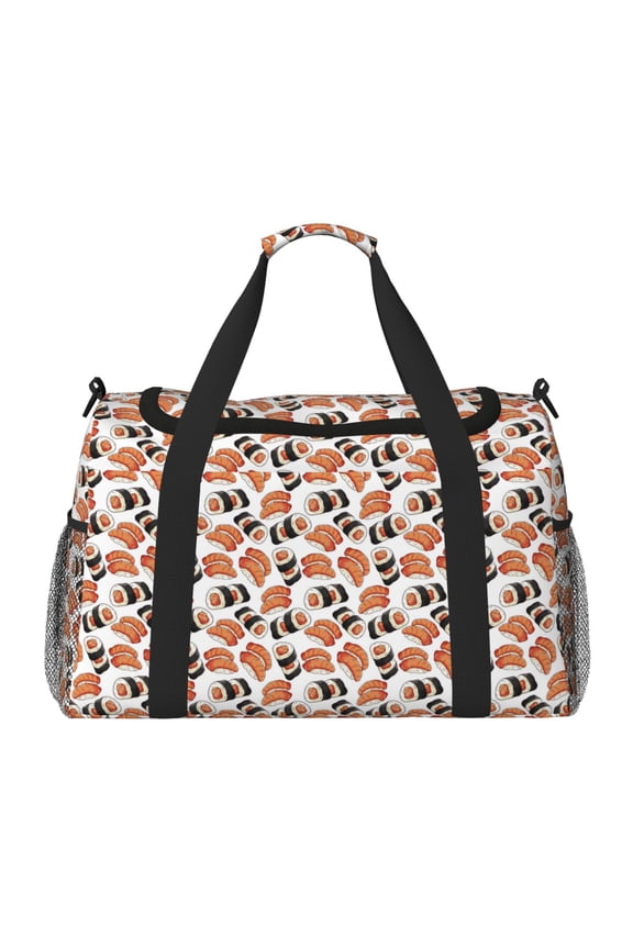Sushi Roll Print Gym Bag,Carry on Weekender Overnight Bag, Travel Duffel Bags, Personal Item Travel Bag,Tote Bag,Workout Dance Bag
