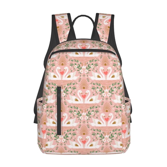Honeii Swan Couple Print Lightweight Backpacks,Carry on Backpack,Durable Backpack for School, Work & Travel