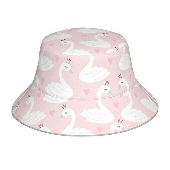 Honeii Swan1 for Unisex Bucket Hat Waterproof Rain Hat Reversible Shiny Rave Bucket Hat for Concert Festival Boonie Cap