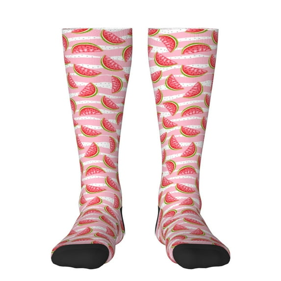 Honeii Sweet Watermelon Print Long Socks,Novelty Design Socks Gift for Men and Women,Crew Socks,Calf Socks
