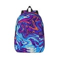 thumbnail image 1 of Honeii Swirl Print Blue Purple Print Canvas College Laptop Backpack, Durable Rucksack Travel Notebook Bag School Backpack Book Bag for Men Women-Small, 1 of 7