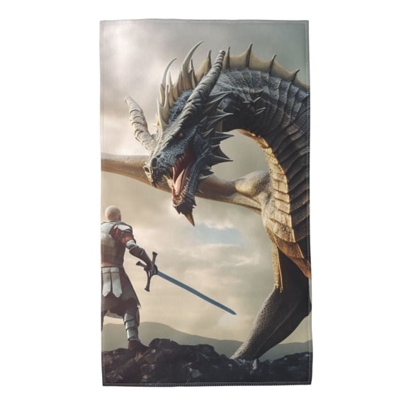 Honeii Swordsman Cool Dragon Print Quick-Dry Microfiber Towel, Shower Towel 27.5x16in,Absorbent Bathroom Towel for Beach, Pool, and Travel