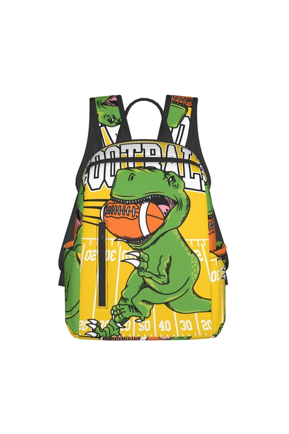 T-Rex Playing Football Print Lightweight Backpacks,Carry on Backpack,Durable Backpack for School, Work & Travel