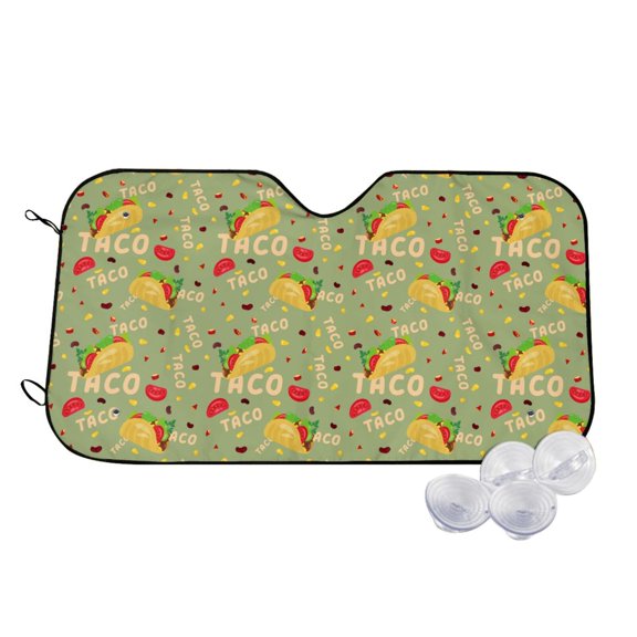 Honeii Taco Print Car Sunshade for Windshield,Car Cover Sunshade Protector,Foldable Front Window Sun Visor,Fits Cars, SUVs, Trucks
