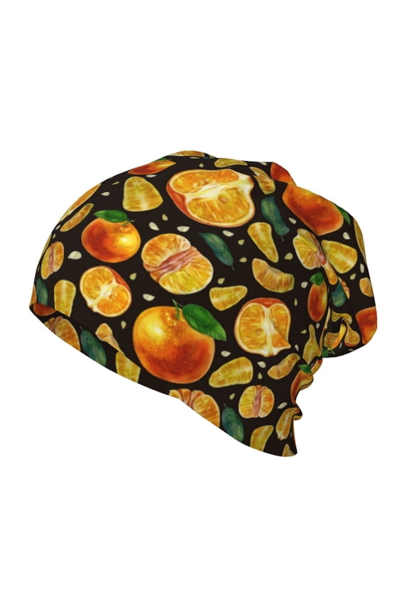 Tangerine Print Kids Knit Beanie Watch Hat ,Knit Cap for Boys and Girls