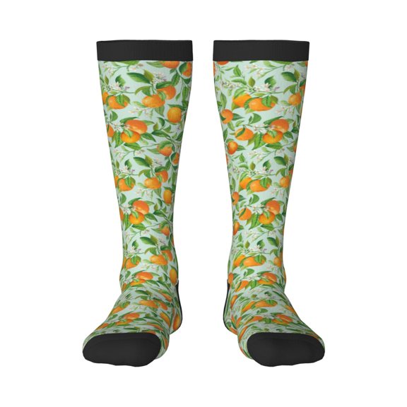 Honeii Tangerine Print Long Socks,Novelty Design Socks Gift for Men and Women,Crew Socks,Calf Socks