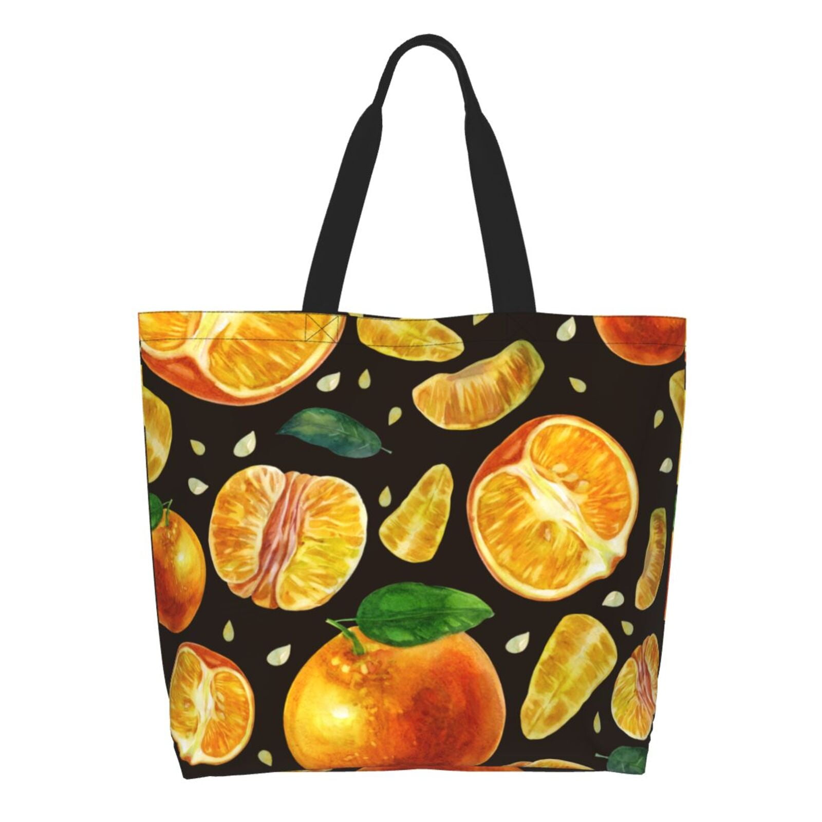Honeii Tangerine Print Tote Bag for Women, Foldable Tote Bag Large ...