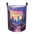 thumbnail image 1 of Honeii Taxi Colorful Town Print Laundry Hamper Basket,Baby Nursery Woven Storage Basket for Toys Bin,Pillows,Blankets,Clothes-, 1 of 6