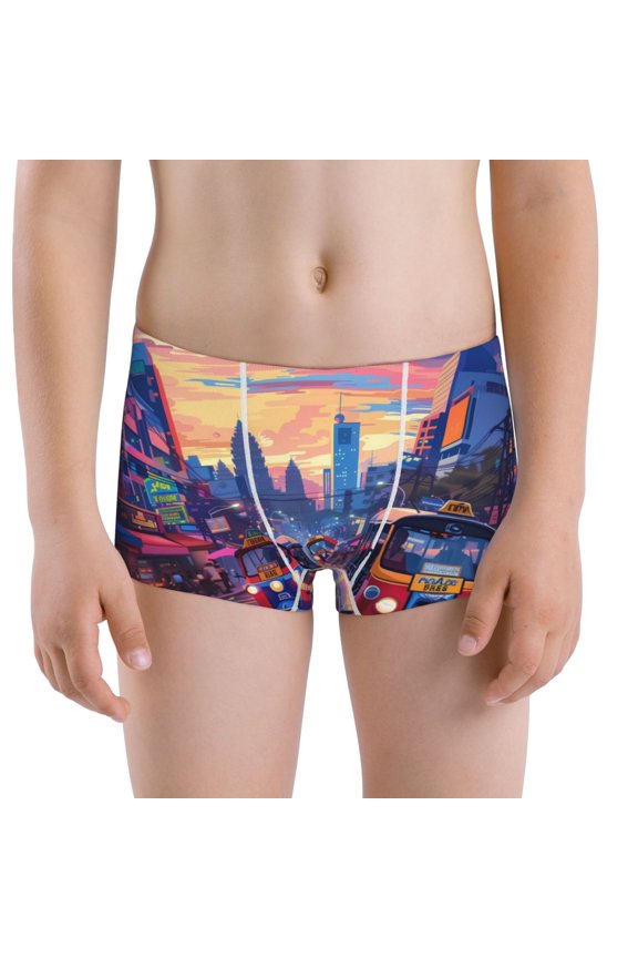 Taxi Colorful Town for boys And Toddler Underwear, Comfort Cotton and Boxer Briefs,Boy's Boxer Briefs-X-Large