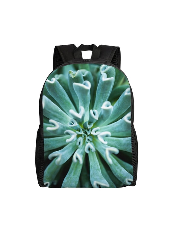 Teal Cactus Print Laptop Backpack for Work, College, Travel, Daily Backpacks for Men Women, Sport Rucksack,Computer Bag