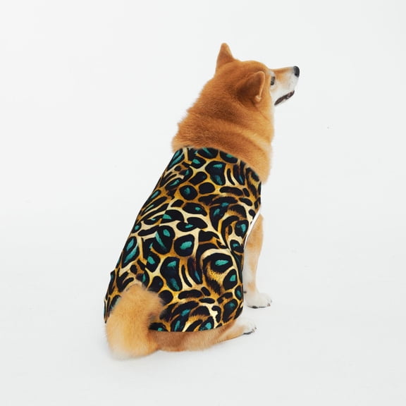 Honeii Teal Leopard Pattern 100% Cotton Dog Clothes Dog Costumes Doggie Shirts Puppy Shirt Pet Vest Tank Top Cat Tee-5X-Large
