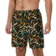 thumbnail image 1 of Honeii Teal Leopard Print Men's Swim Shorts,Mens Swim Trunks,Breathable Mesh Beach Shorts for Swimming,Surfing, and Beach Activities-Large, 1 of 6