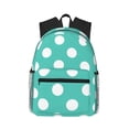 thumbnail image 1 of Honeii Teal Turquoise And White Polka Dot Print School Backpack,Casual Lightweight Travel Rucksack Daypack,Backpacks for College High, 1 of 6