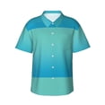 thumbnail image 1 of Honeii Teal Turquoise Print Men’s Hawaiian Shirt,Classic Button-Down Short Sleeve Shirt, for Beach, Vacation, and Outdoor Activities,X-Large, 1 of 7