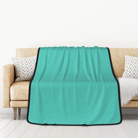 Honeii Teal Turquoise for Throw Blanket for Couch - Thick Blanket, Soft Fuzzy Plush Throw Blanket for All Seasons, Double Sided Blanket,50x60 In