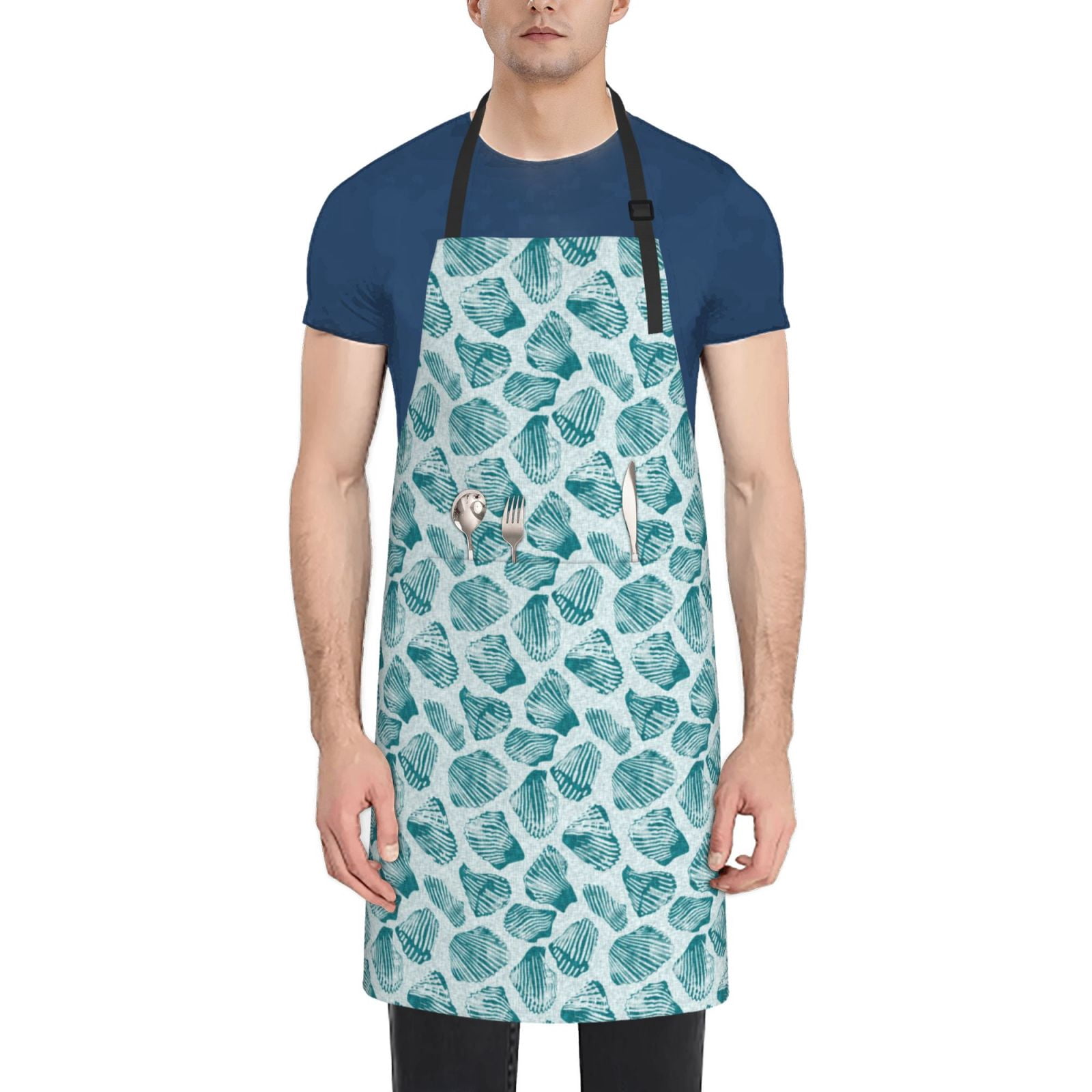 Shell Apron Honeii Teal turquoise shell Print Waterproof Apron, Adjustable Kitchen ...
