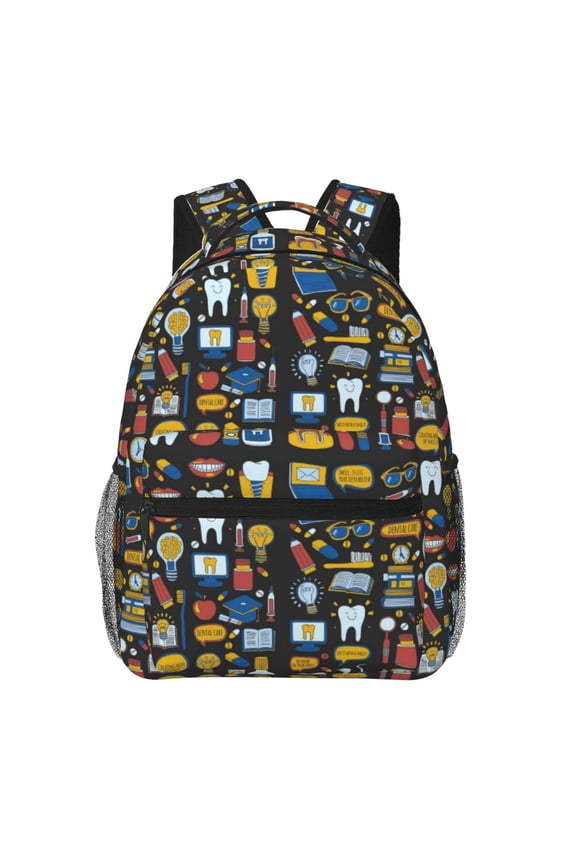 Teeth Print Backpack for Both Men and Women, Basic Bookbag for College, Work, or Travel,Rucksack Computer Bag-One Size