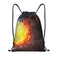 thumbnail image 1 of Honeii Tennis Ball On Fire And Water Print Drawstring Backpack,Drawstring Bags String Backpack Gym Cinch Sack Backpack Sport Bag Draw-Small, 1 of 6
