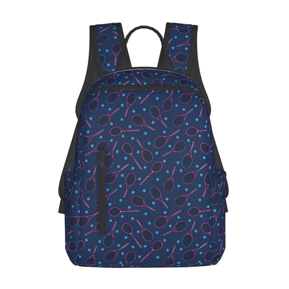 Honeii Tennis Racket Print Lightweight Backpacks,Carry on Backpack,Durable Backpack for School, Work & Travel