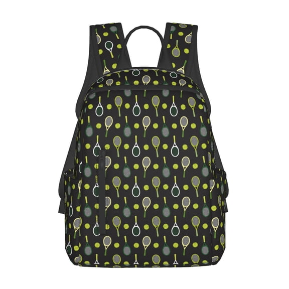 Honeii Tennis Rackets Print Lightweight Backpacks,Carry on Backpack,Durable Backpack for School, Work & Travel