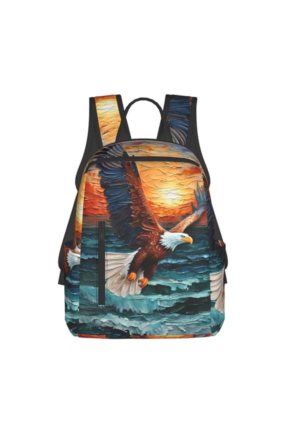 Textured Bald Eagle Print Lightweight Backpacks,Carry on Backpack,Durable Backpack for School, Work & Travel