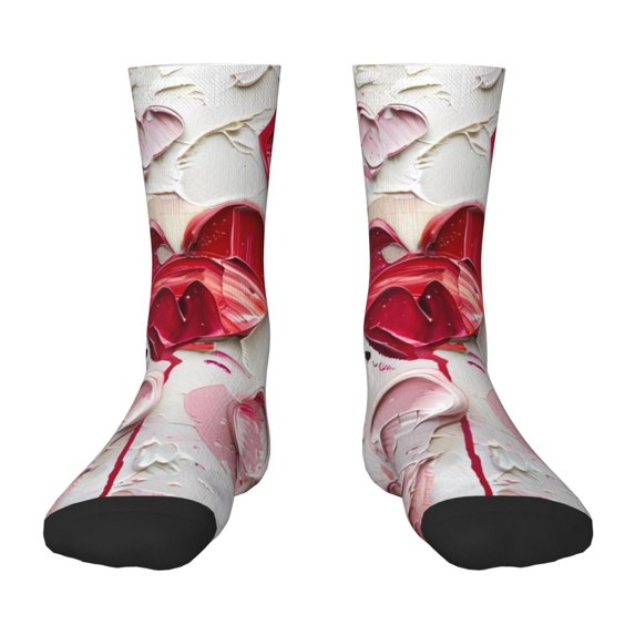 Honeii Textured Heart Abstract Art Print Children's Colorful Socks,Unisex Kids and Toddlers' Cushioned Sock,Kids Athletic Crew Socks,for Everyday Wear and Sports