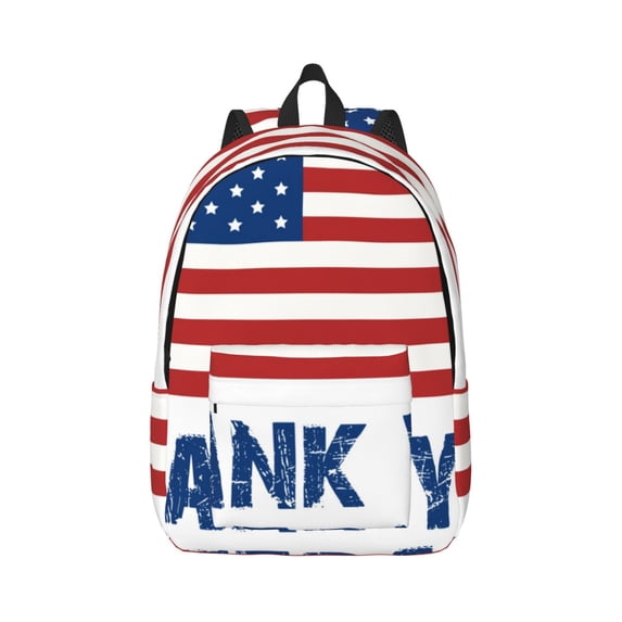 Honeii Thank You Veterans Print Canvas College Laptop Backpack, Durable Rucksack Travel Notebook Bag School Backpack Book Bag for Men Women-Small