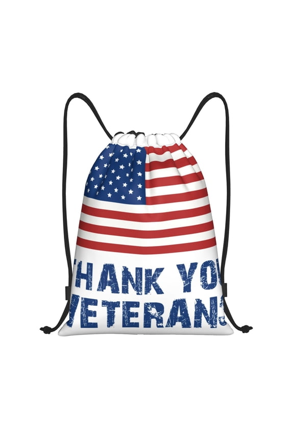 Thank You Veterans Print Drawstring Backpack,Drawstring Bags String Backpack Gym Cinch Sack Backpack Sport Bag Draw-Small