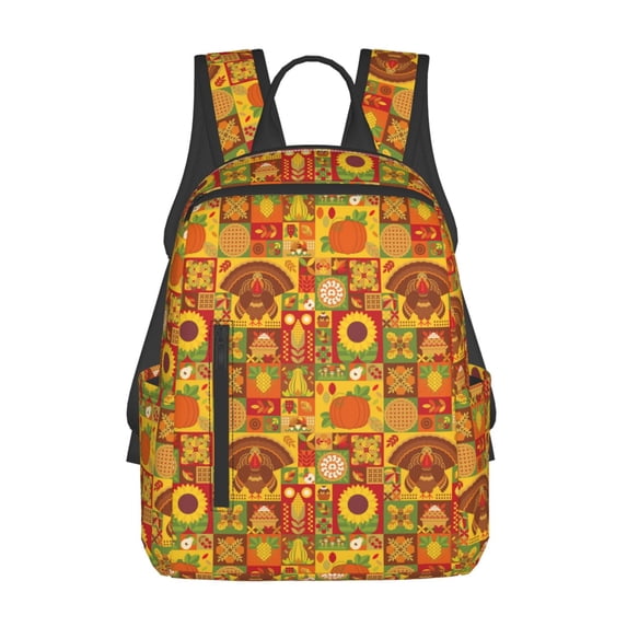 Honeii Thanksgiving Day Print Lightweight Backpacks,Carry on Backpack,Durable Backpack for School, Work & Travel