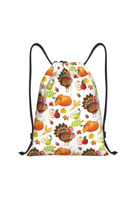 Thanksgiving Turkey Print Drawstring Backpack,Drawstring Bags String Backpack Gym Cinch Sack Backpack Sport Bag Draw-Small