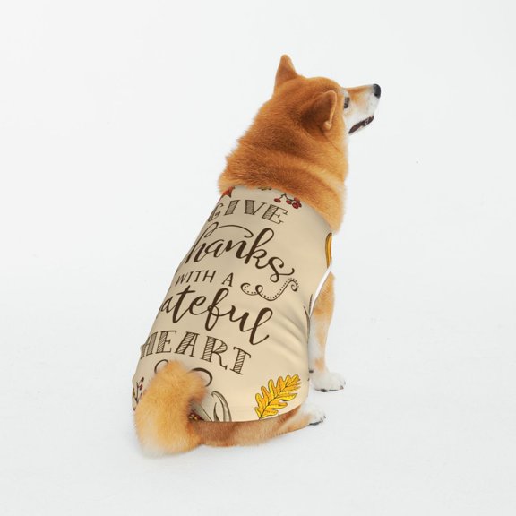 Honeii Thanksgiving With A Grateful Heart Pattern 100% Cotton Dog Clothes Dog Costumes Doggie Shirts Puppy Shirt Pet Vest Tank Top Cat Tee-3X-Large